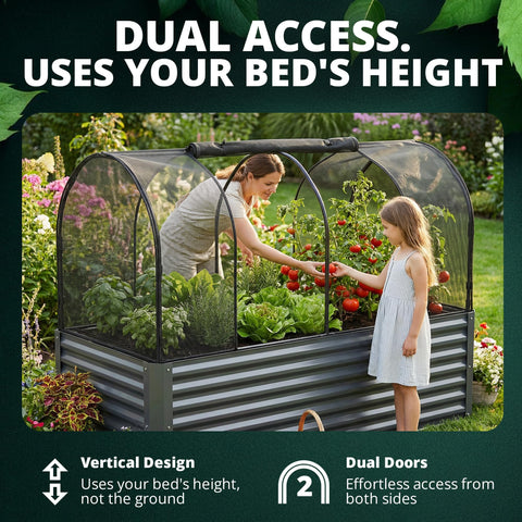 Grow Master weather-ready powder-coated steel frame stands up to elements