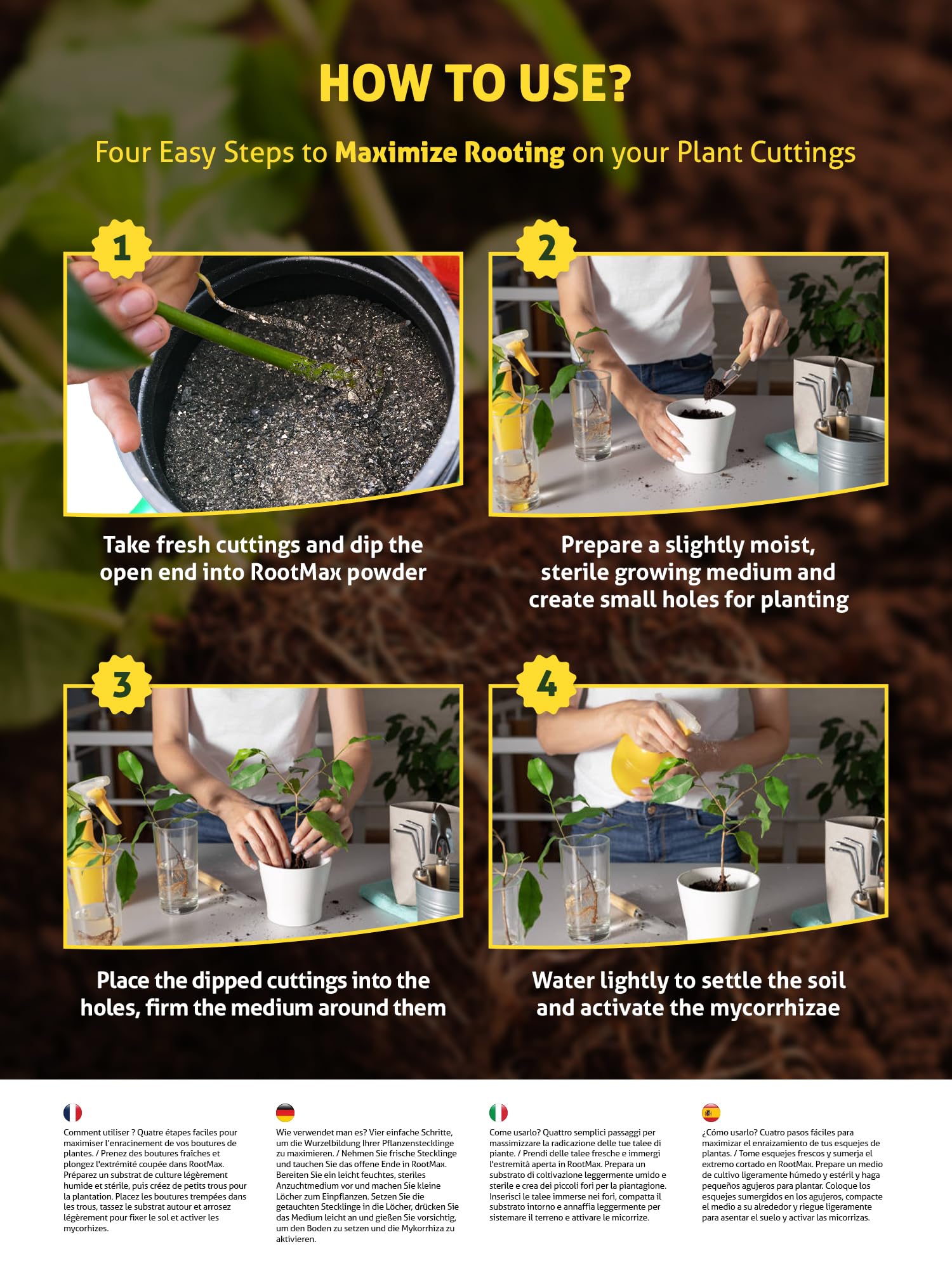 Grow Mate RootMax bottle label shows ingredients and organic certification for healthy soil