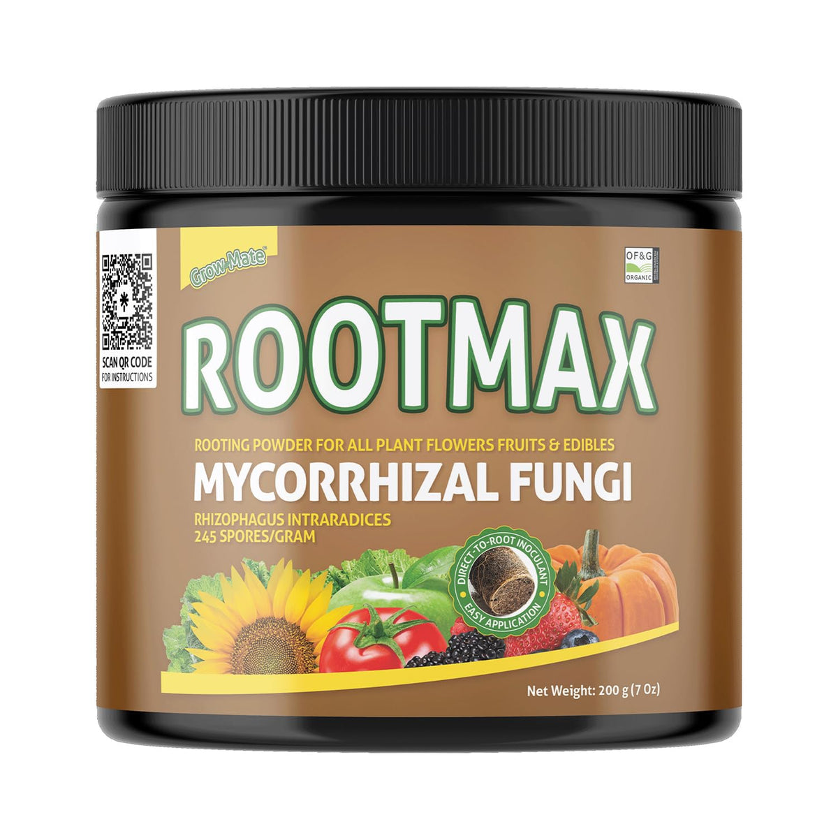 Grow Mate RootMax jar close-up illustrating rooting powder for strong root initiation.