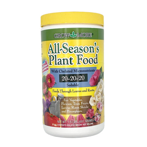 Grow More All-Season Plant Food bag front showing balanced formula for year-round vitality