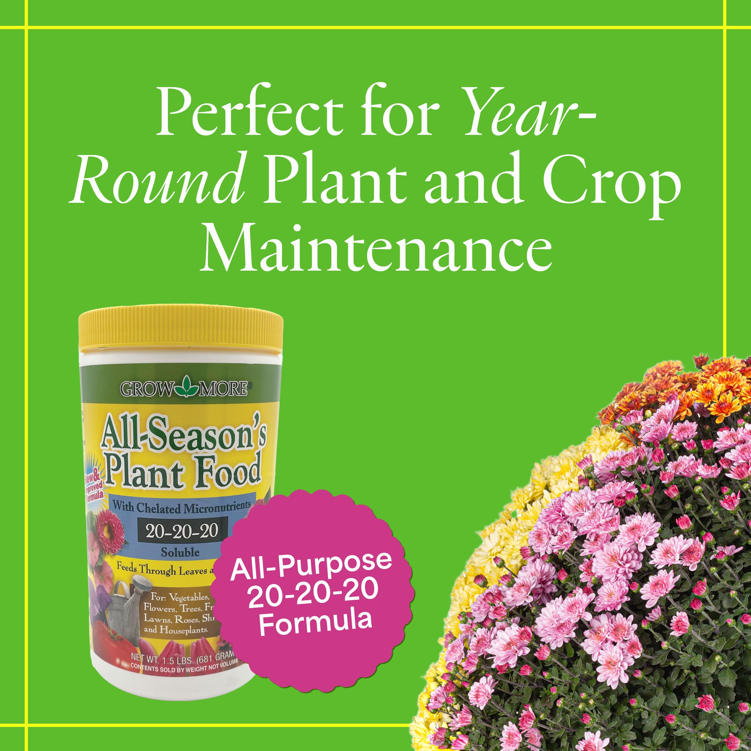 Grow More All-Season Plant Food dissolving in water for easy mixing