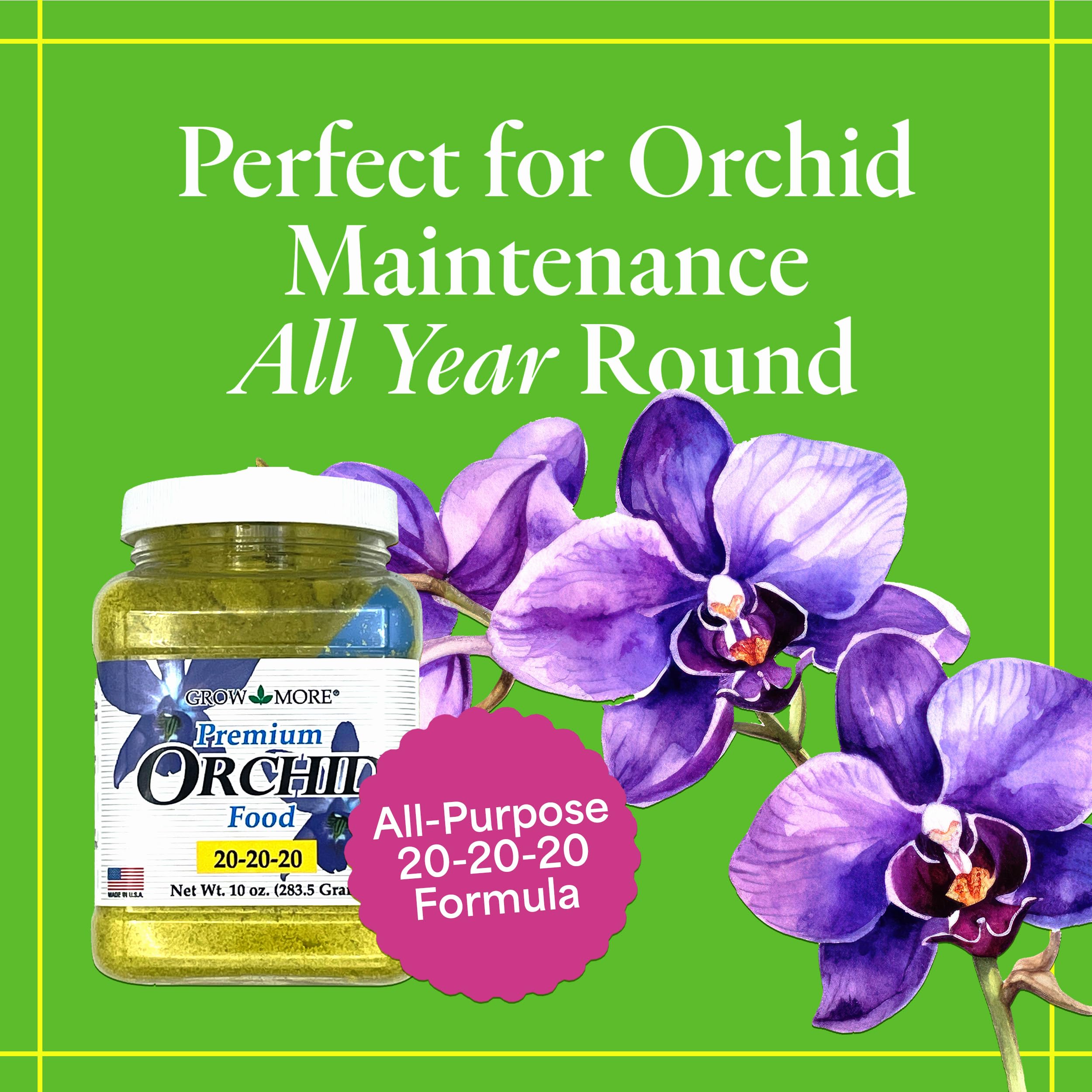 Grow More 20-20-20 orchid food supports all orchid types across media