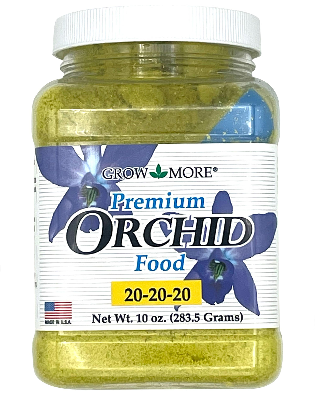 Grow More Orchid Fertilizer 20-20-20 nourishes roots for vibrant blooms