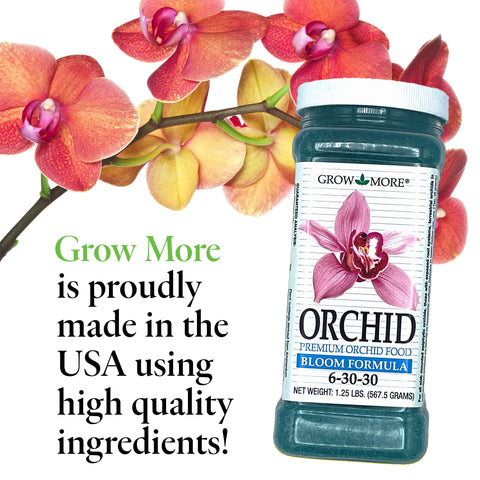 Grow More root and bulb nutrition supports healthy growth for orchids