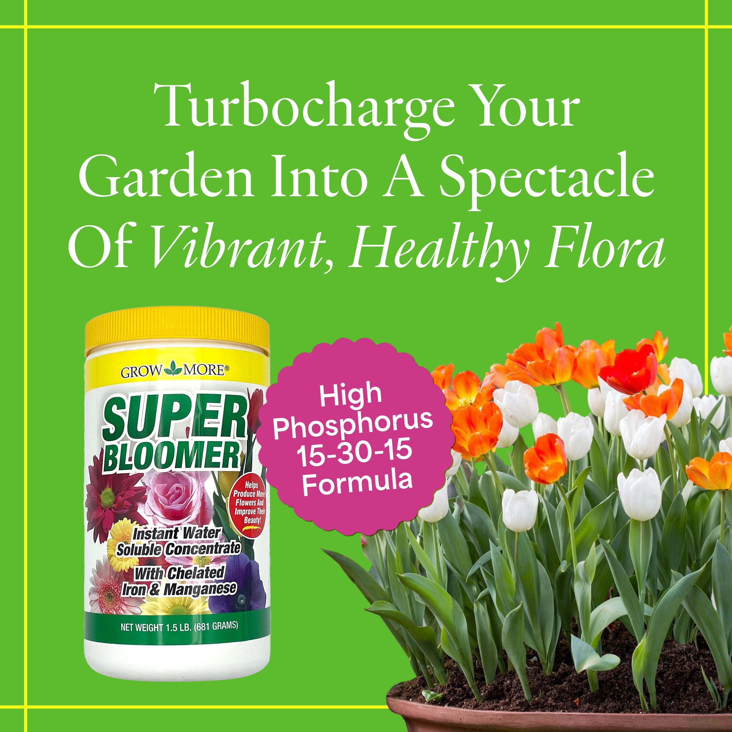Grow More Super Bloomer bloom booster in action promoting lush blooms in the garden.