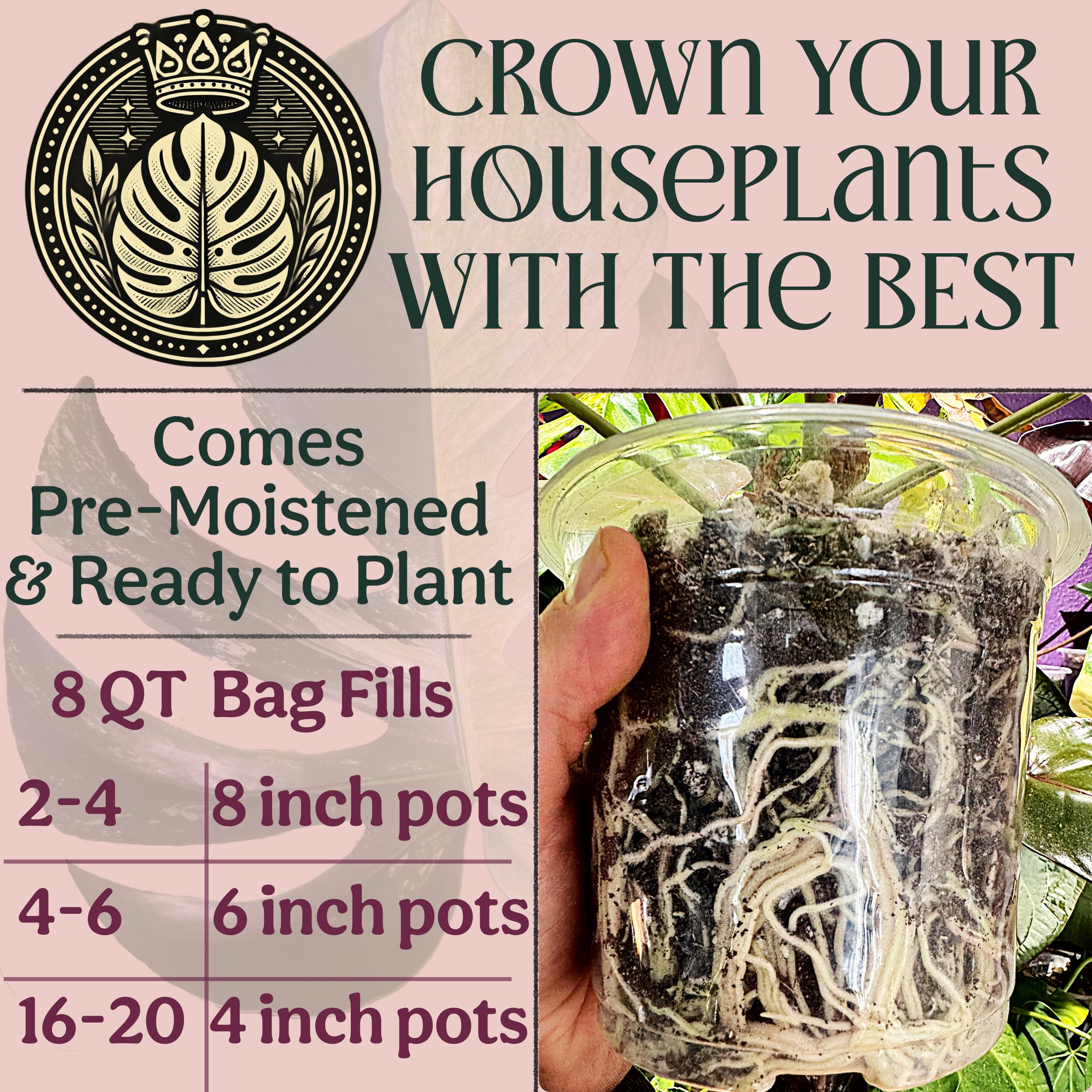 Grow Queen biochar-enhanced mix preserves nutrients for steady plant growth.