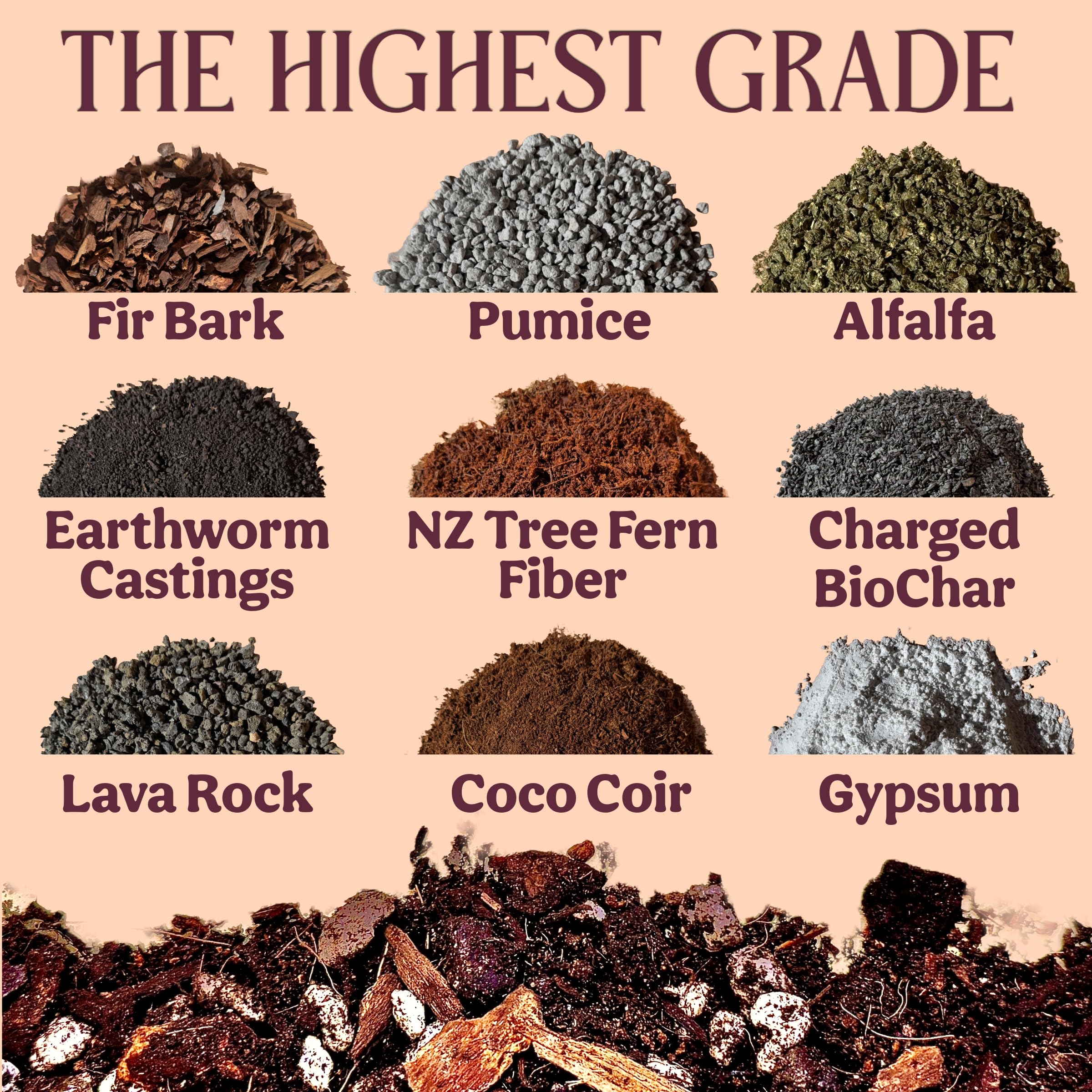 Closeup of Grow Queen mix shows chunky texture for root aeration
