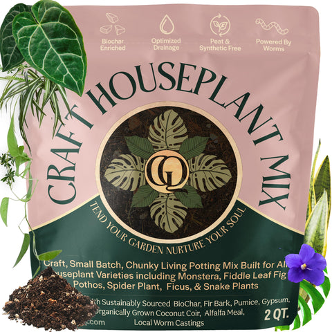 Grow Queen Craft Organic Potting Mix with chunky drainage promotes healthy indoor plant roots.