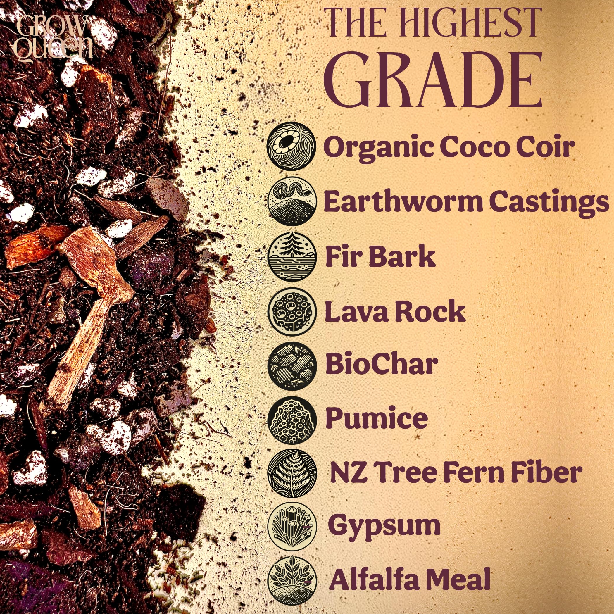 Grow Queen New Zealand Tree Fern Fiber improves soil conditioning.