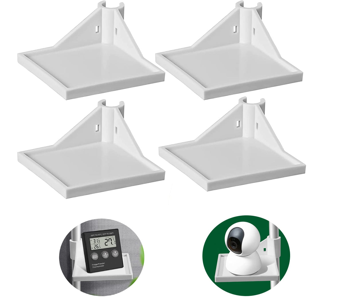 Grow Tent Corner Shelf white 4pcs pack fits tent corners for organized gear.