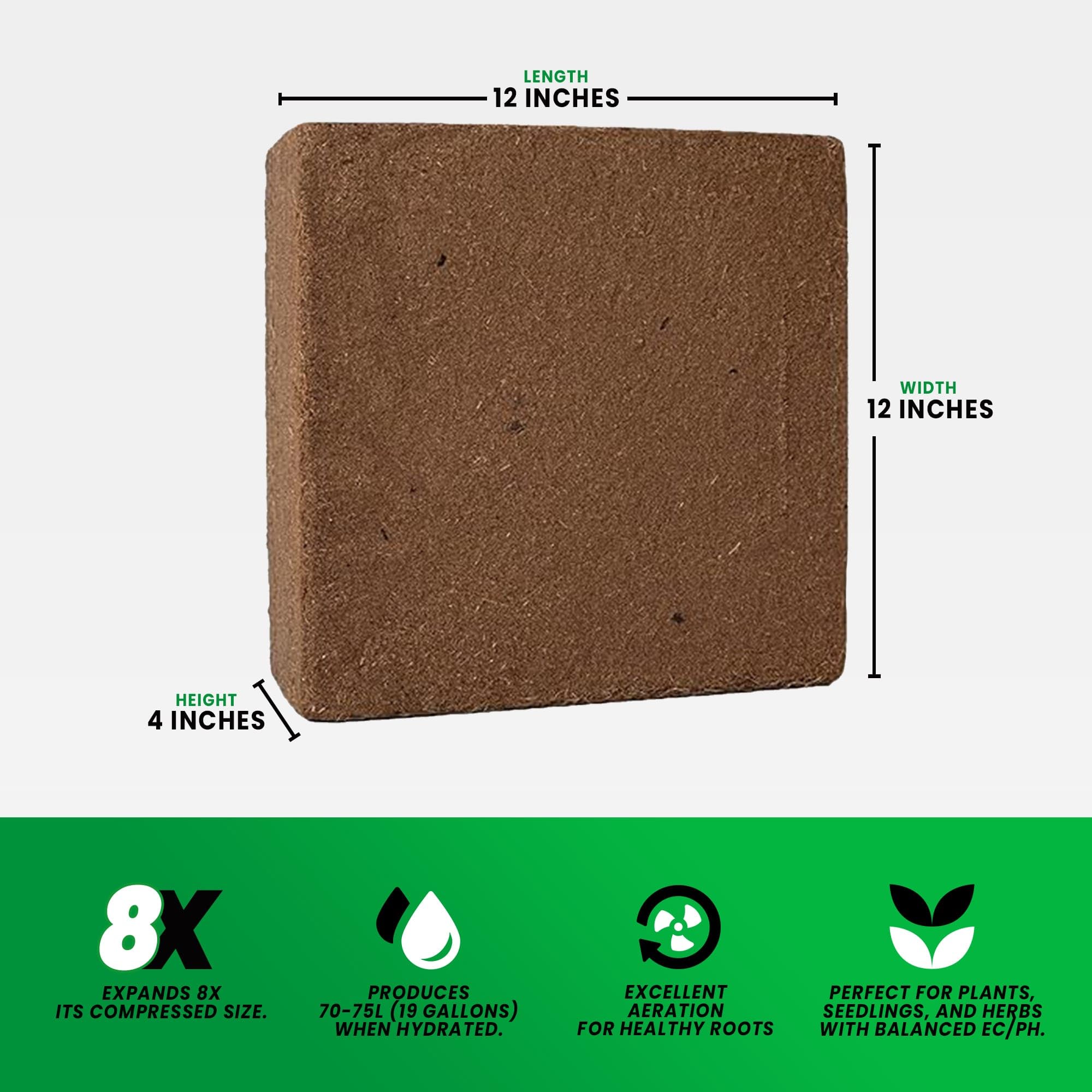 Growbycoco Coco Coir Brick dry block ready for expansion after soaking