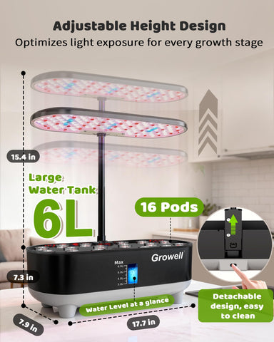 Growell hydroponics silent water pump keeps gardening peaceful at home
