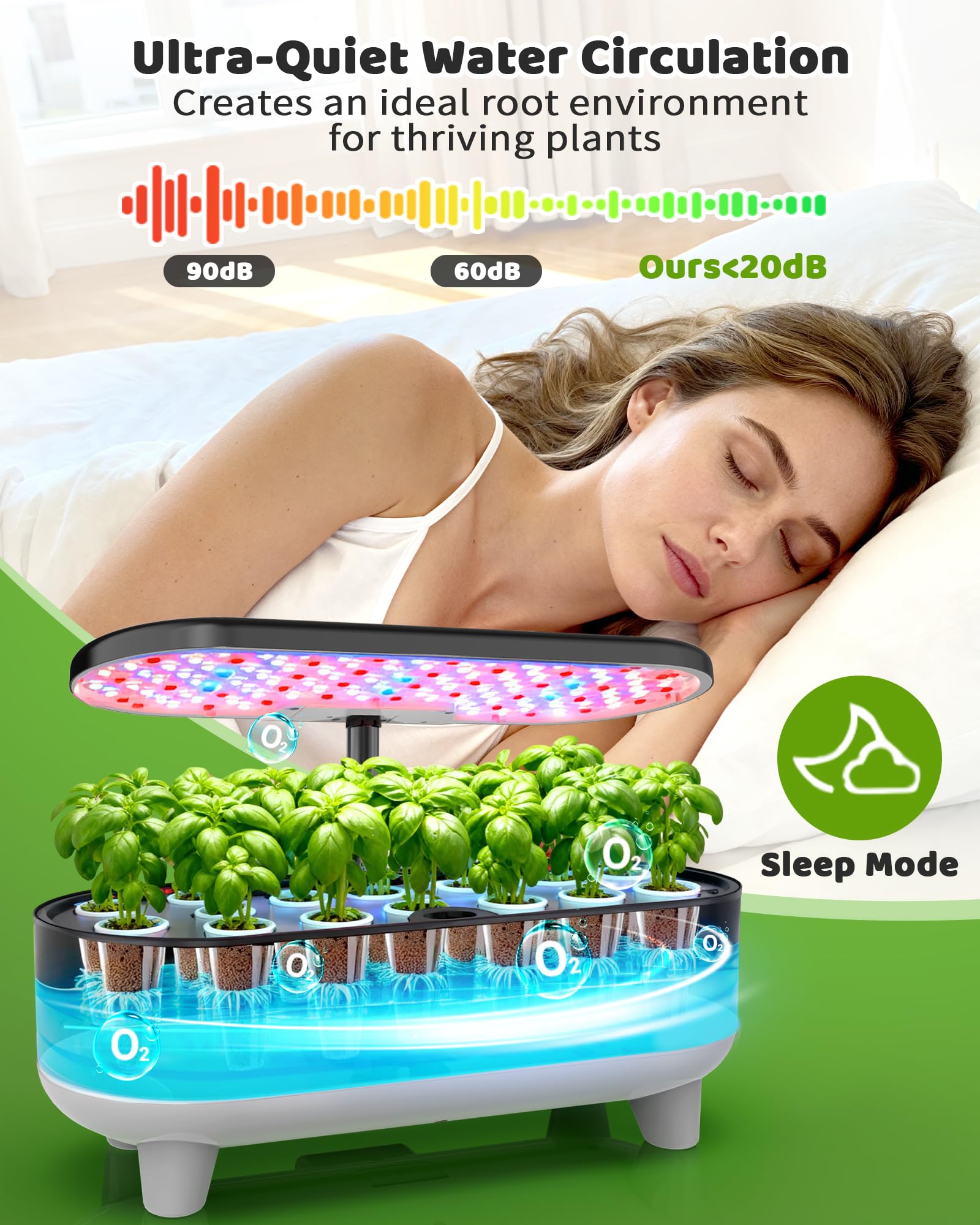 Growell hydroponics three-light modes tailor illumination for vegetables, flowers, or herbs