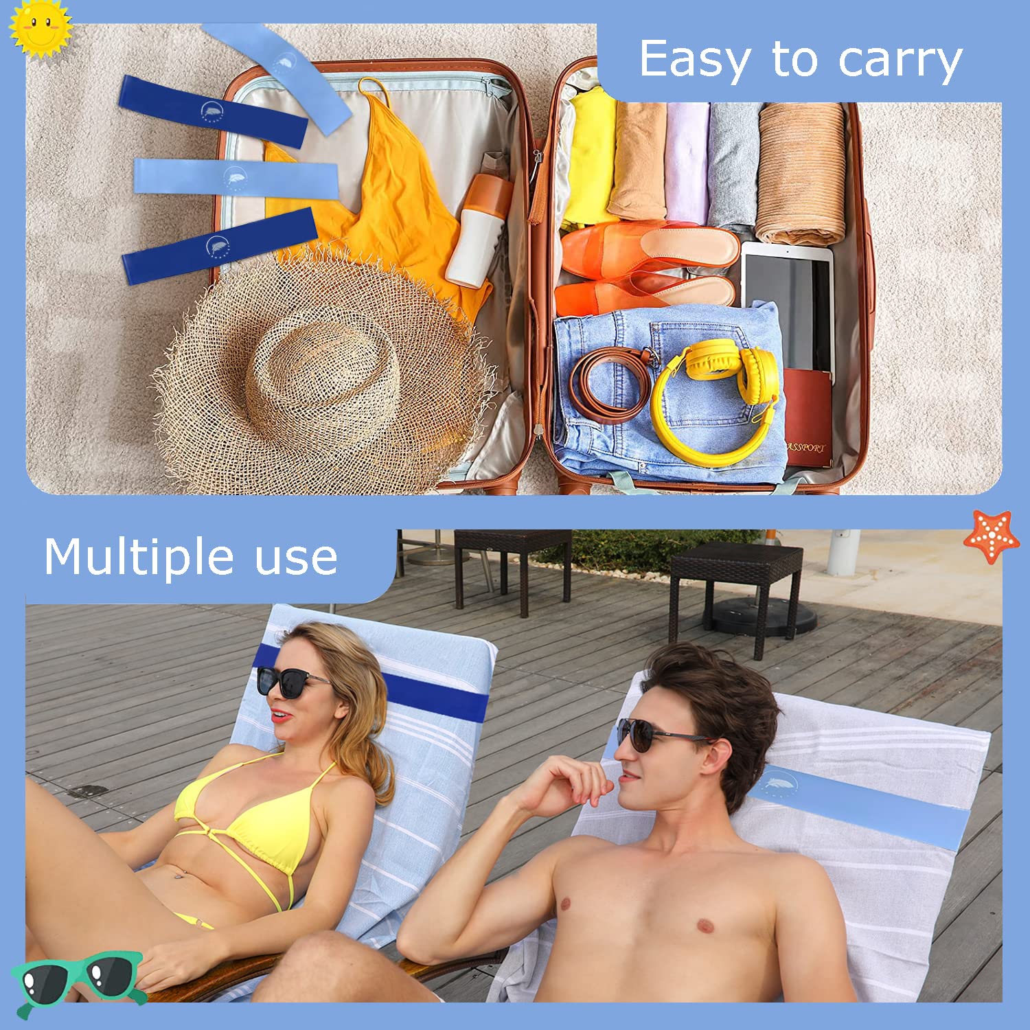 Growell towel bands organizing notebooks or clothes outdoors