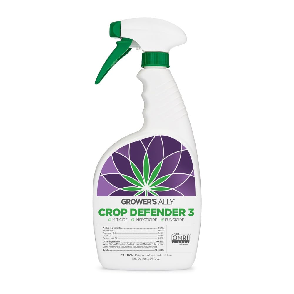 Grower's Ally Crop Defender 3 bottle for on-contact powdery mildew protection on plants.