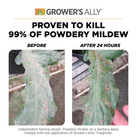 Grower's Ally dosing caps enable even, precise coverage on leaves.