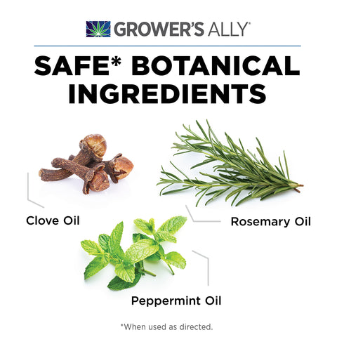 Grower's Ally organic formula ingredients: rosemary, clove, peppermint.
