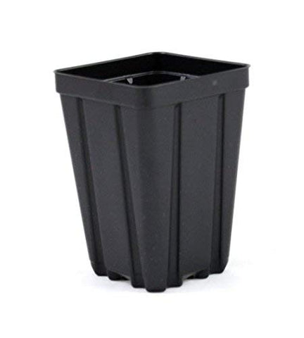 Grower's Solution square greenhouse pot, deep 3.5 inches, black, ideal for cuttings and long-term growth.