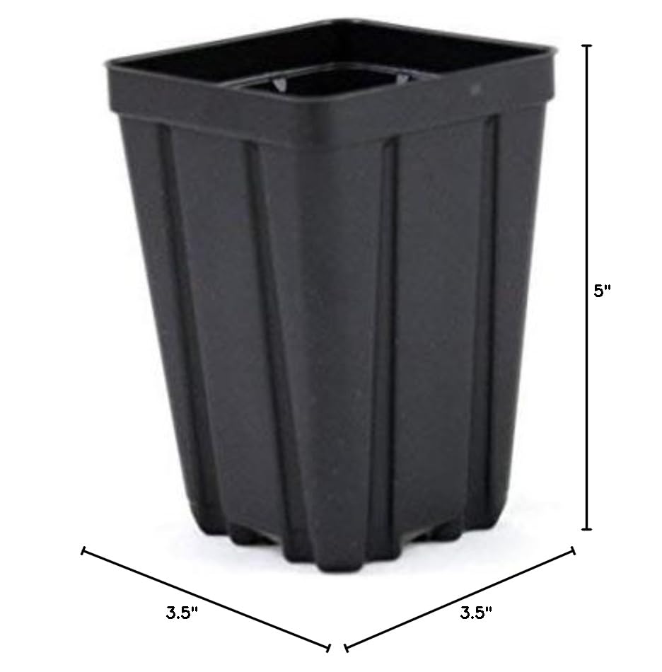 Grower's Solution square greenhouse pot, side view, drainage holes support healthy watering.