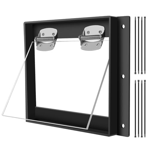 GROWLING Raccoon One Way Door mounted on attic opening for humane exit.