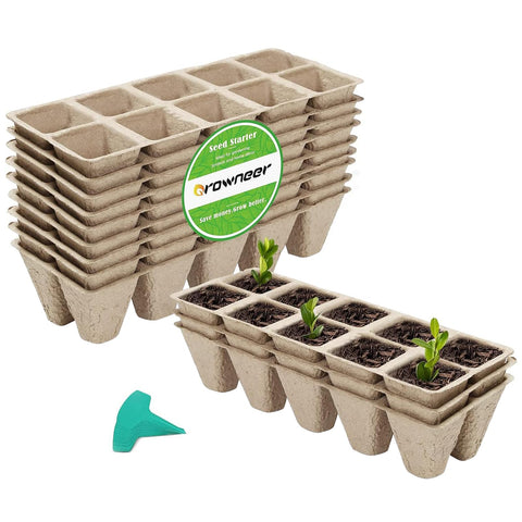 GROWNEER 120-cell peat pot tray for organized seed starting and easy transplanting