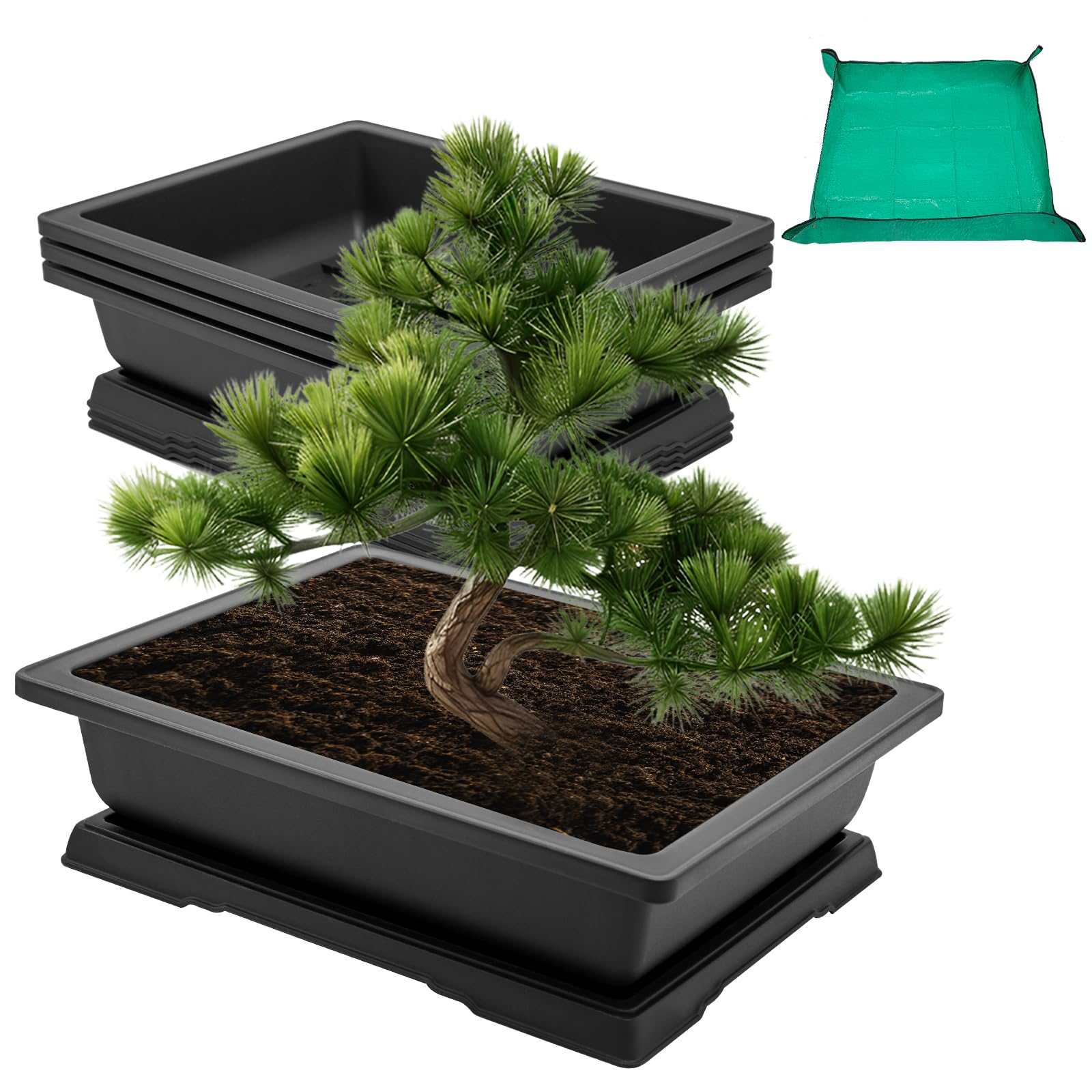GROWNEER 18-inch bonsai training pot with raised tray for stable placement and clean drainage.
