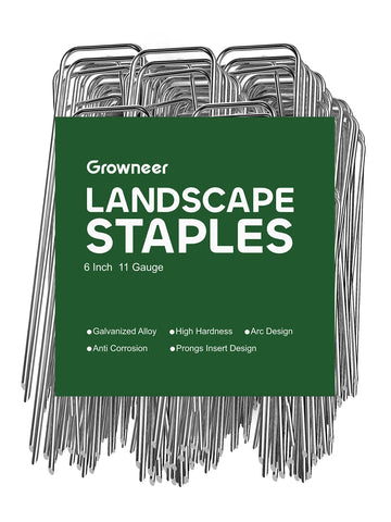 GROWNEER 50-pack landscape stakes secure weed barrier edges for a tidy lawn