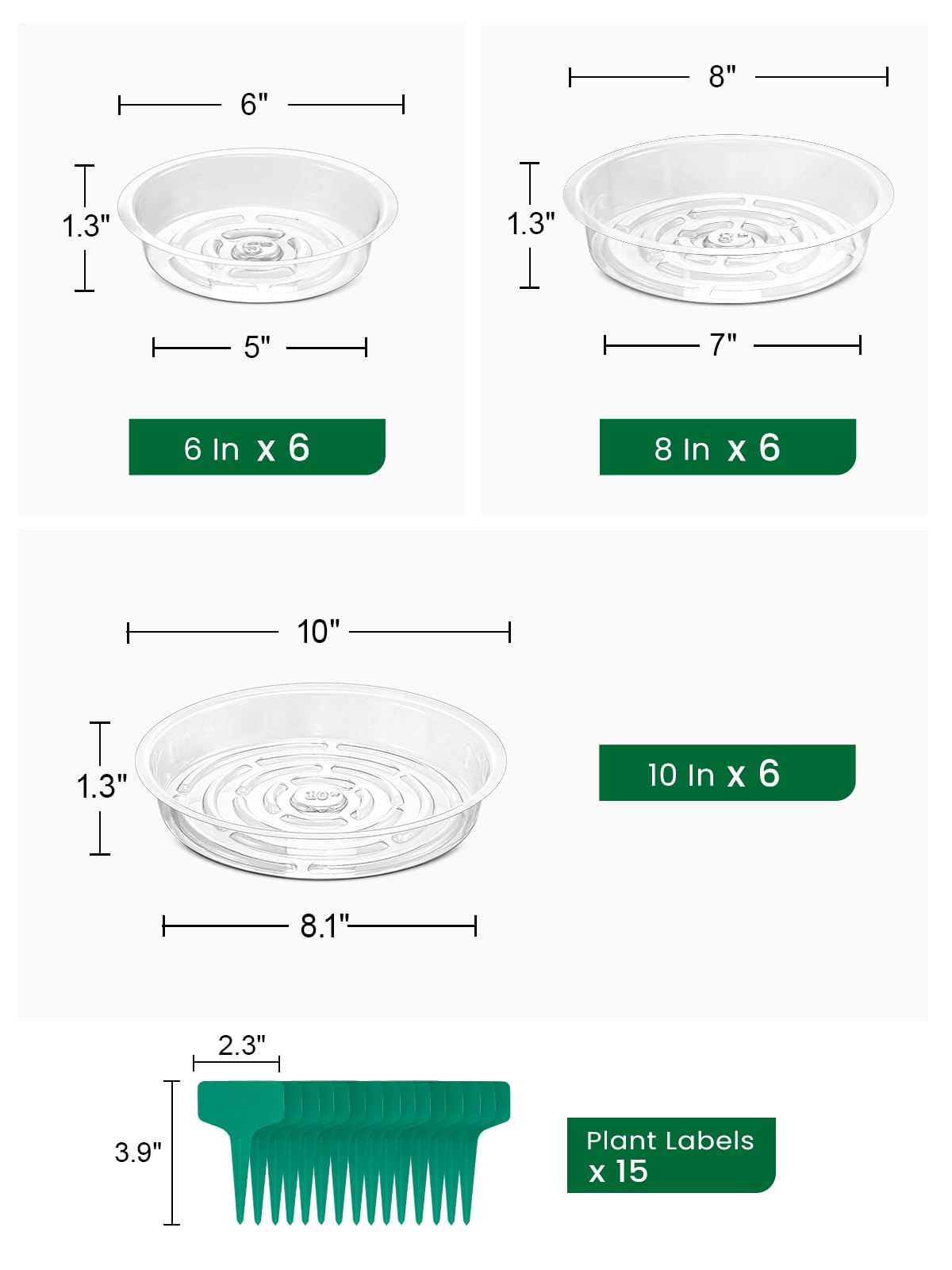 Growneer clear 8-inch plant saucer with drainage grooves promotes root airflow.