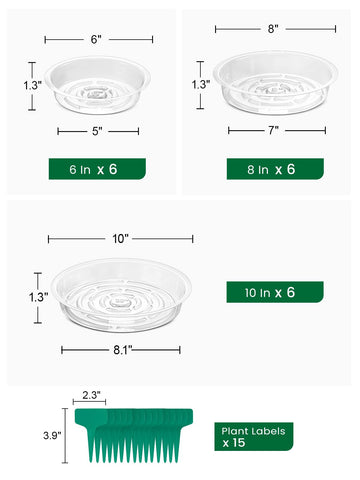 Growneer clear 8-inch plant saucer with drainage grooves promotes root airflow.