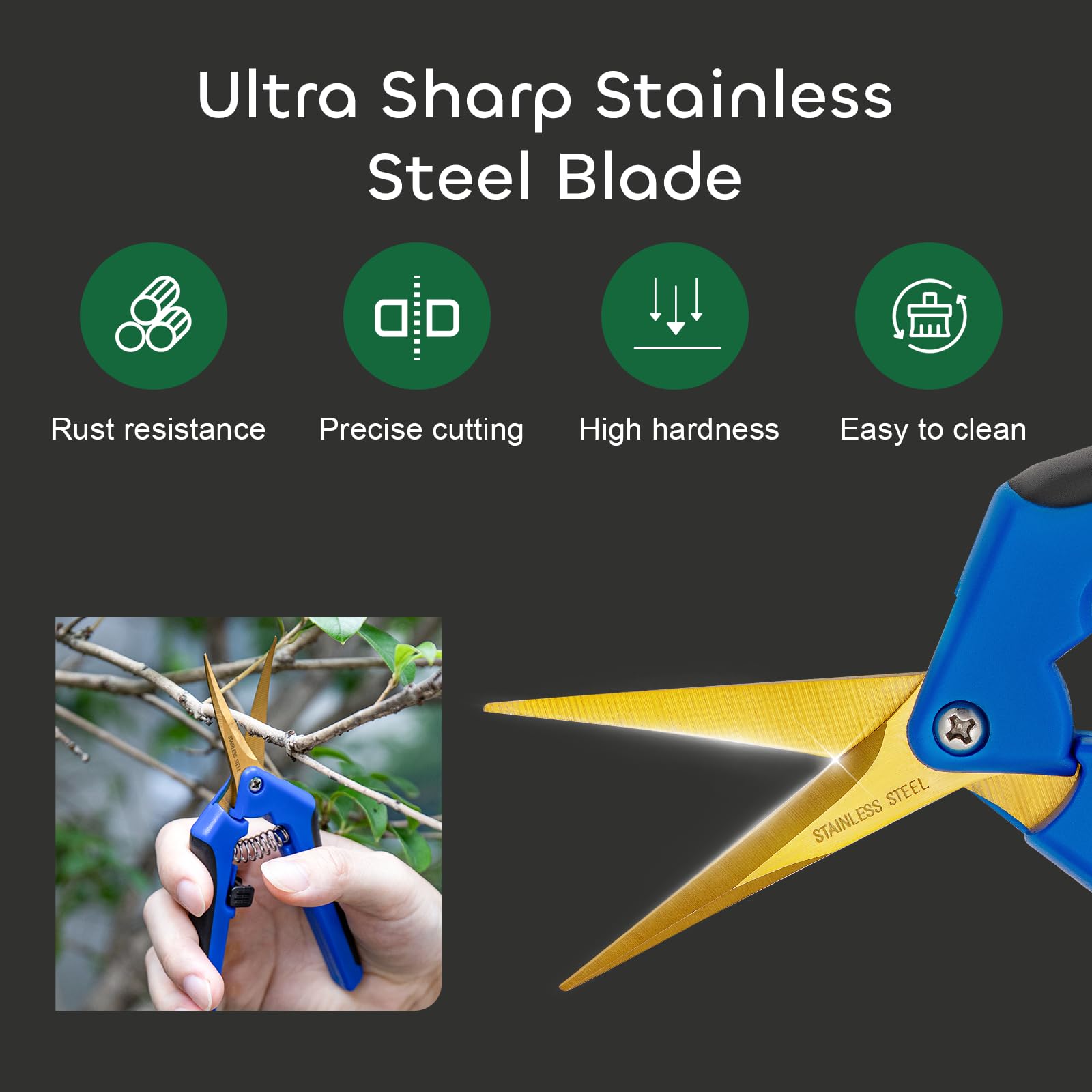 GROWNEER curved blades are titanium-coated for durability and clean cuts