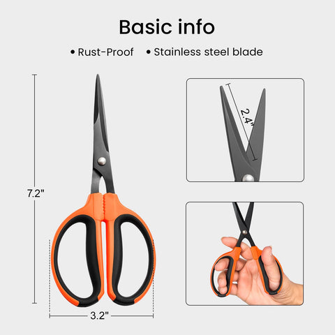 GROWNEER ergonomic garden scissors with rubber grip for comfortable long pruning sessions