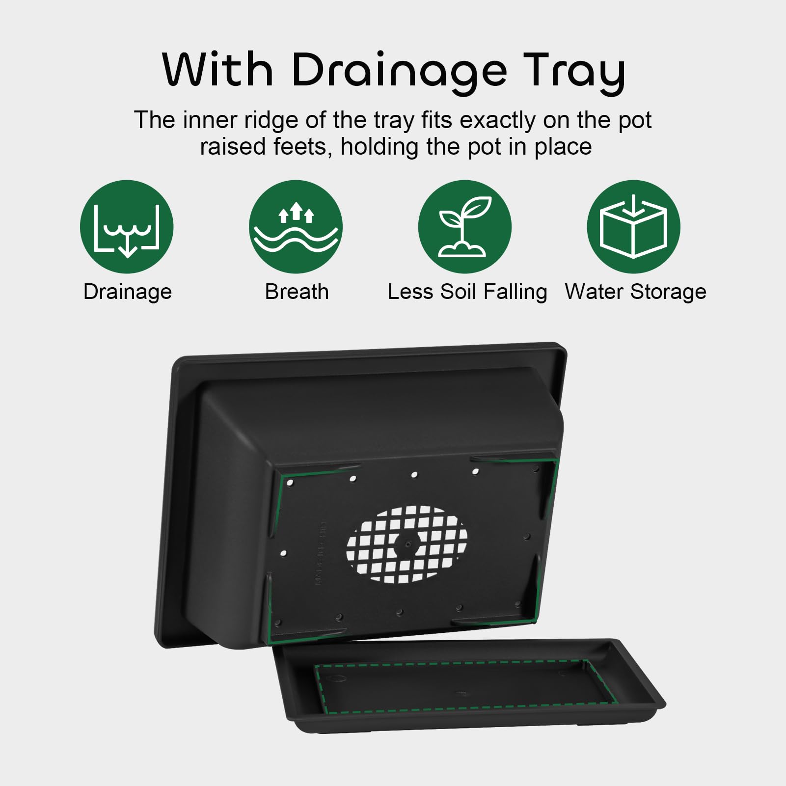 GROWNEER raised-tray design keeps pots secure and spills contained.