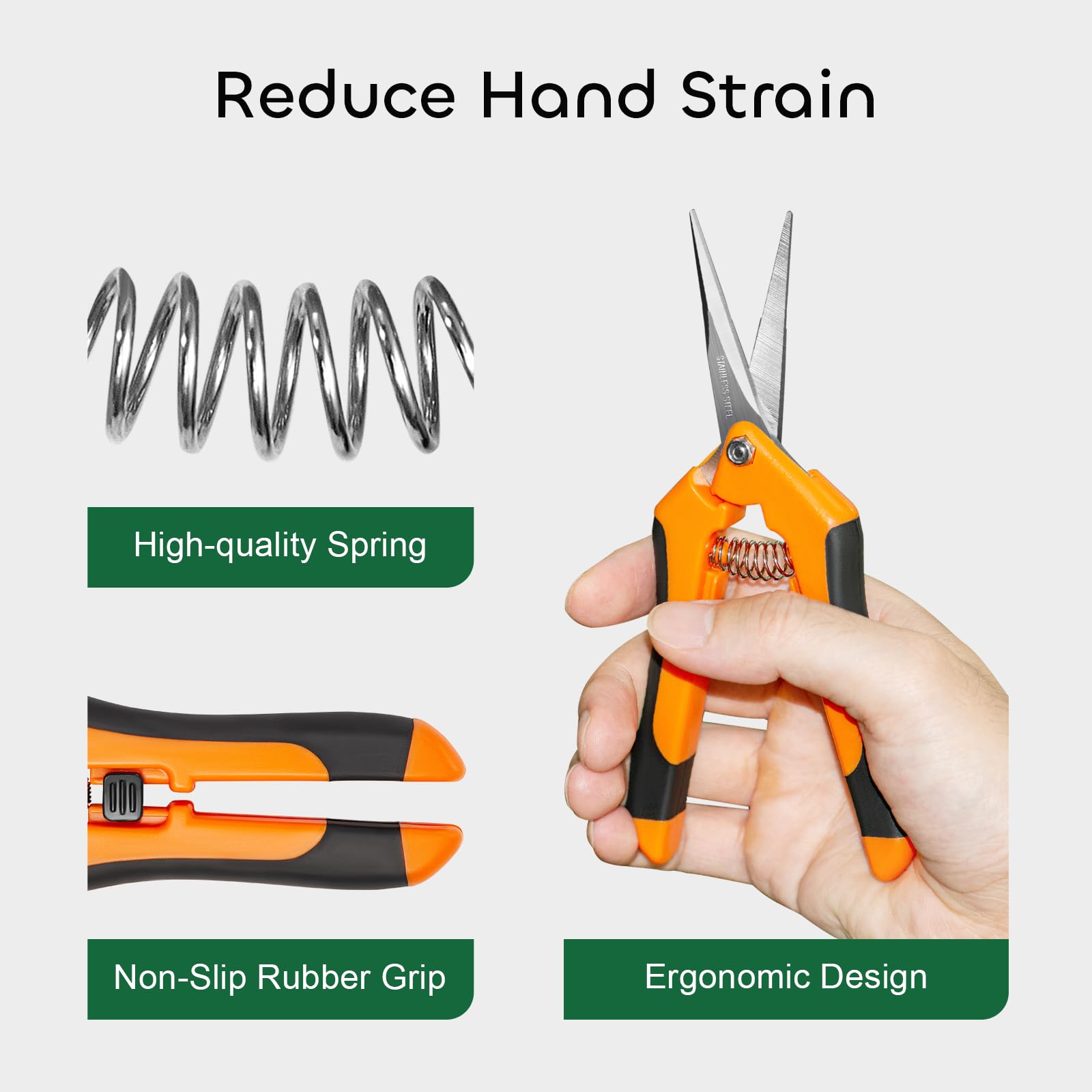 GROWNEER straight stainless blades deliver clean cuts on small stems.