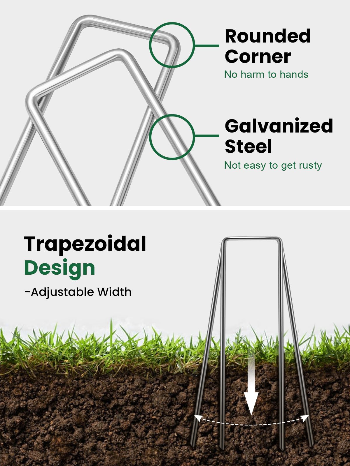 Growneer U shaped ground pins anchor fences and edging securely.