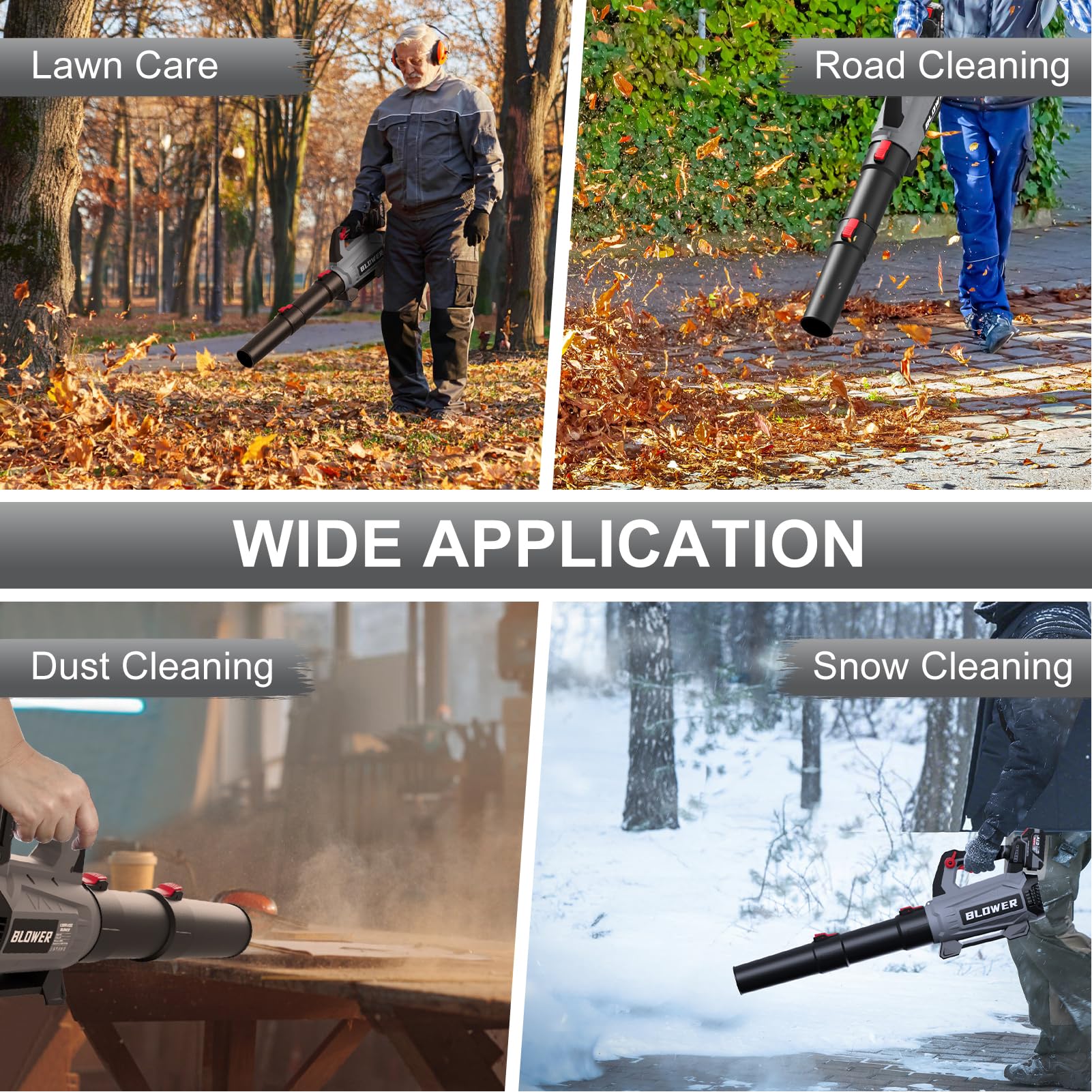 GROWORT leaf blower clears dust and light snow with ease