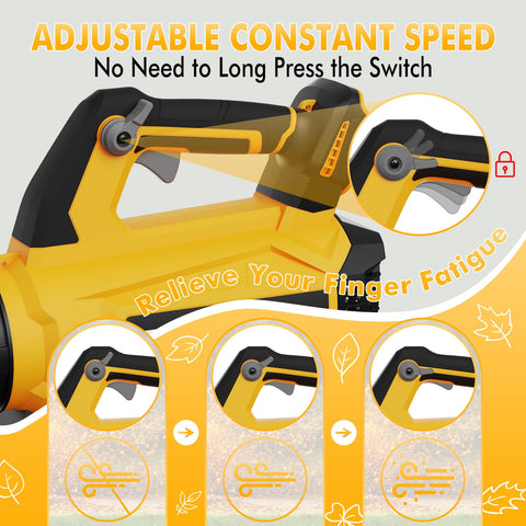 GROWORT leaf blower ergonomic handle enables comfortable one-handed operation.