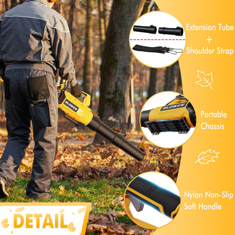 GROWORT leaf blower fast charger powers batteries in about two hours.
