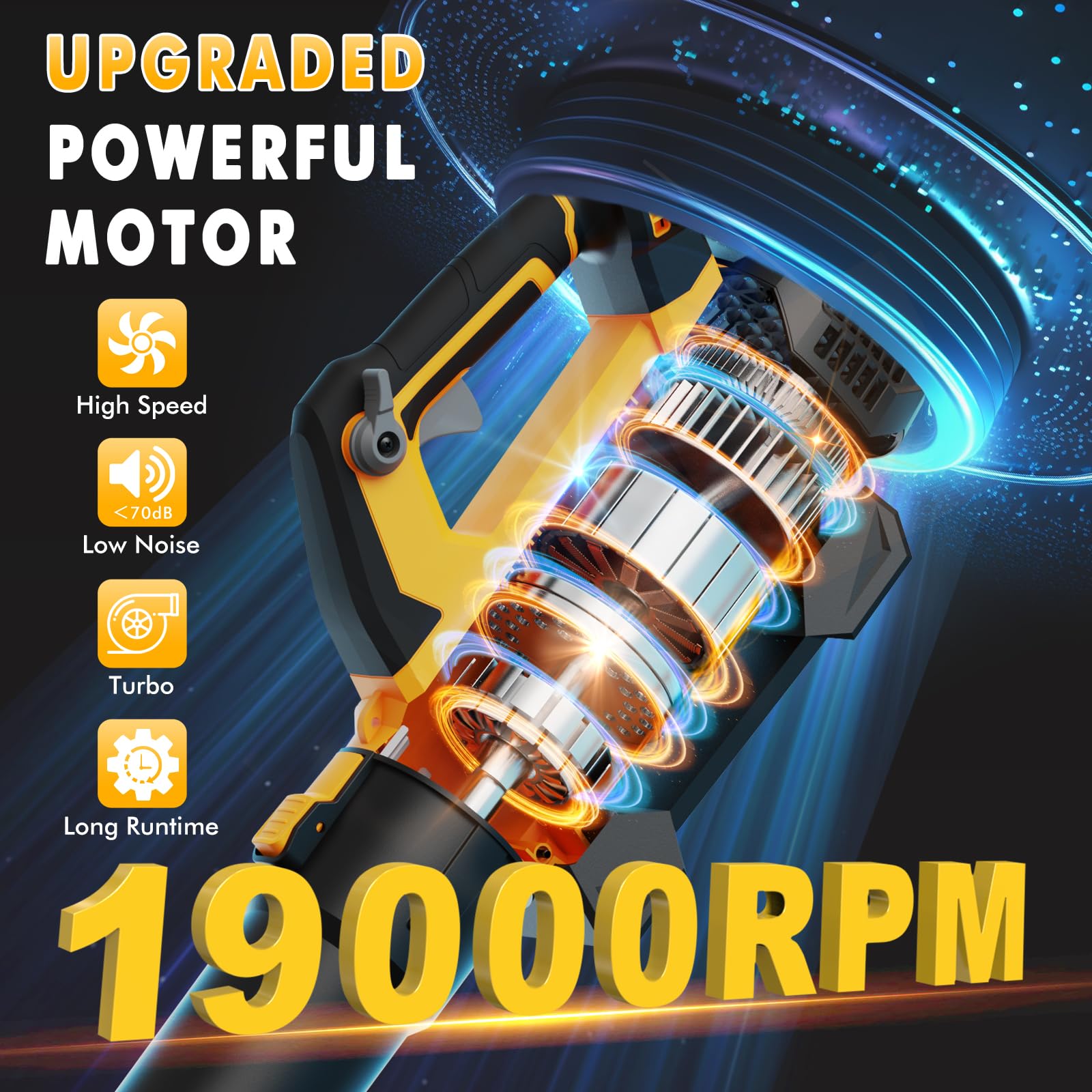 GROWORT leaf blower motor delivers high efficiency for fast clearing.