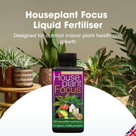 Growth Technology Potted Plant Focus bottle label showcases a balanced nutrition formula for complete feeding.