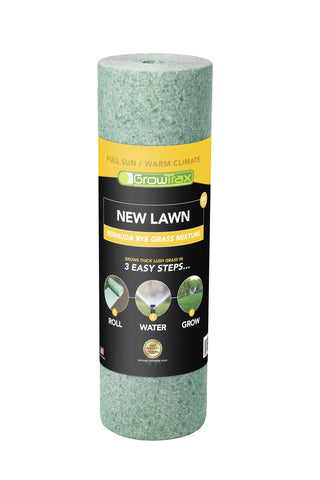 Growtrax biodegradable seed mat unrolled on a lawn for quick establishment