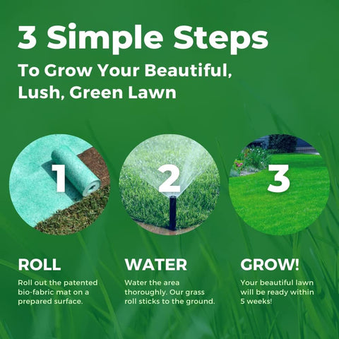 GROWTRAX year round green lawn roll providing dense coverage in sun and shade.