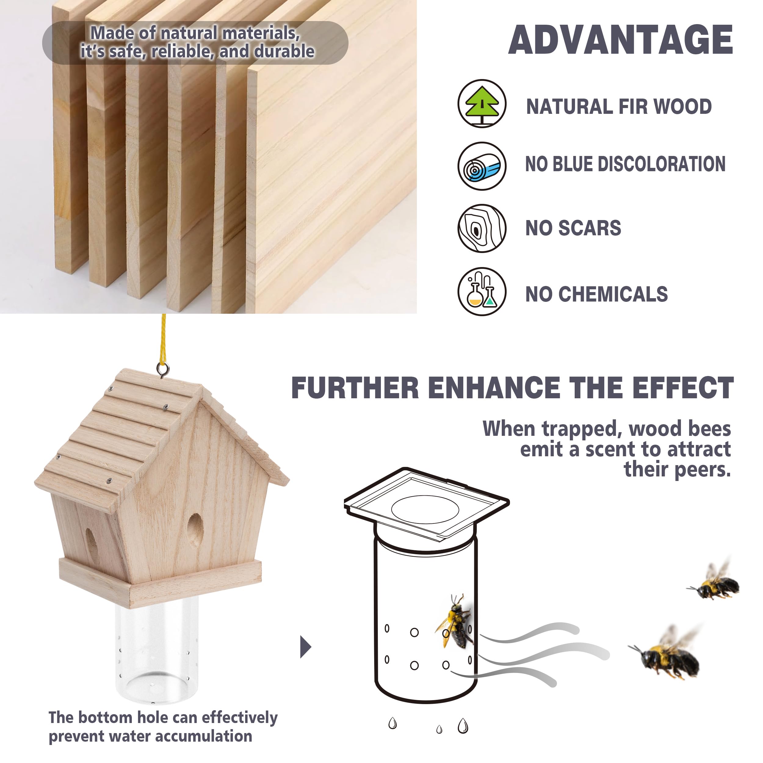 GRTRE paulownia wood trap construction detail shows screw reinforcement