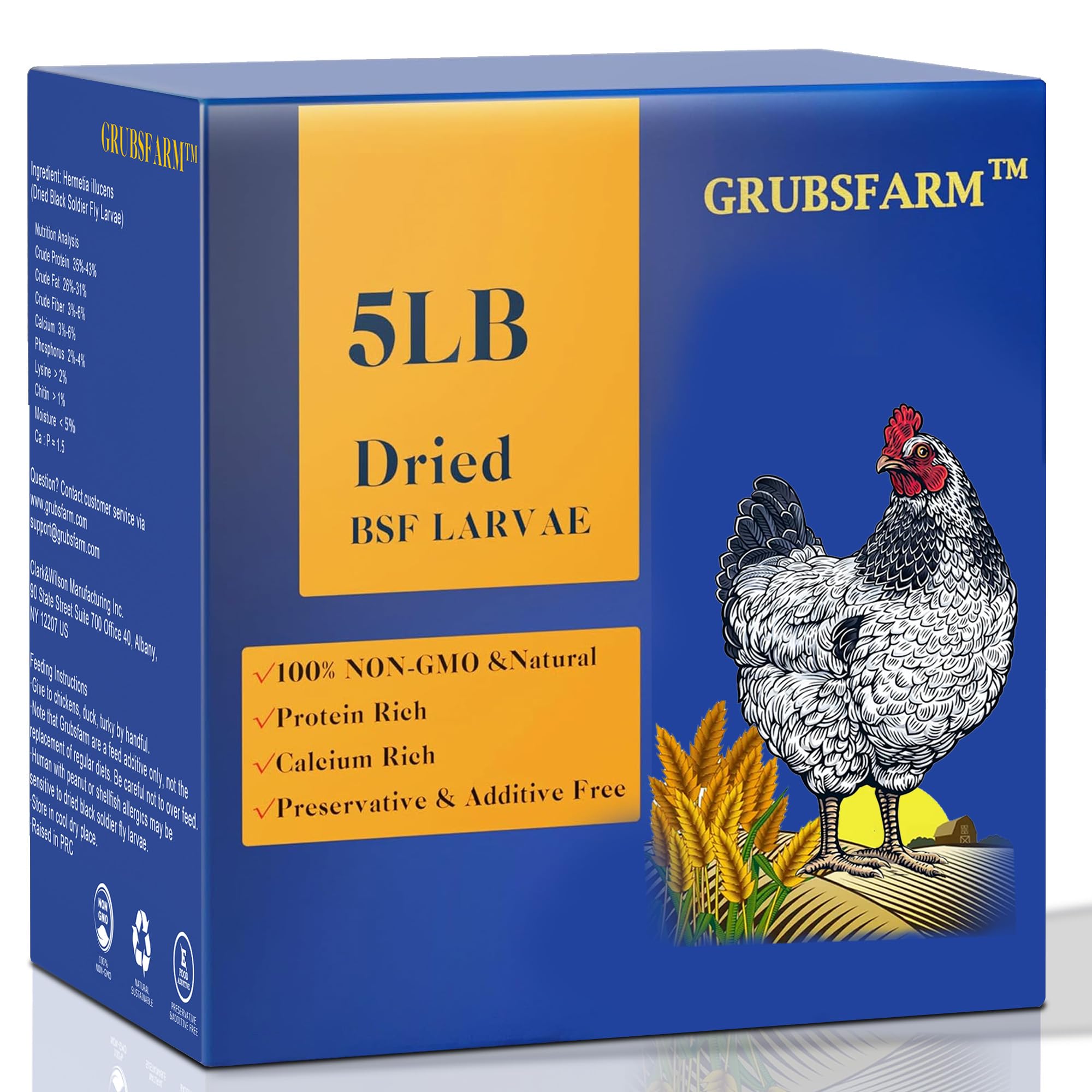 GRUBSFARM premium dried BSF larvae in a box for chickens protein boost