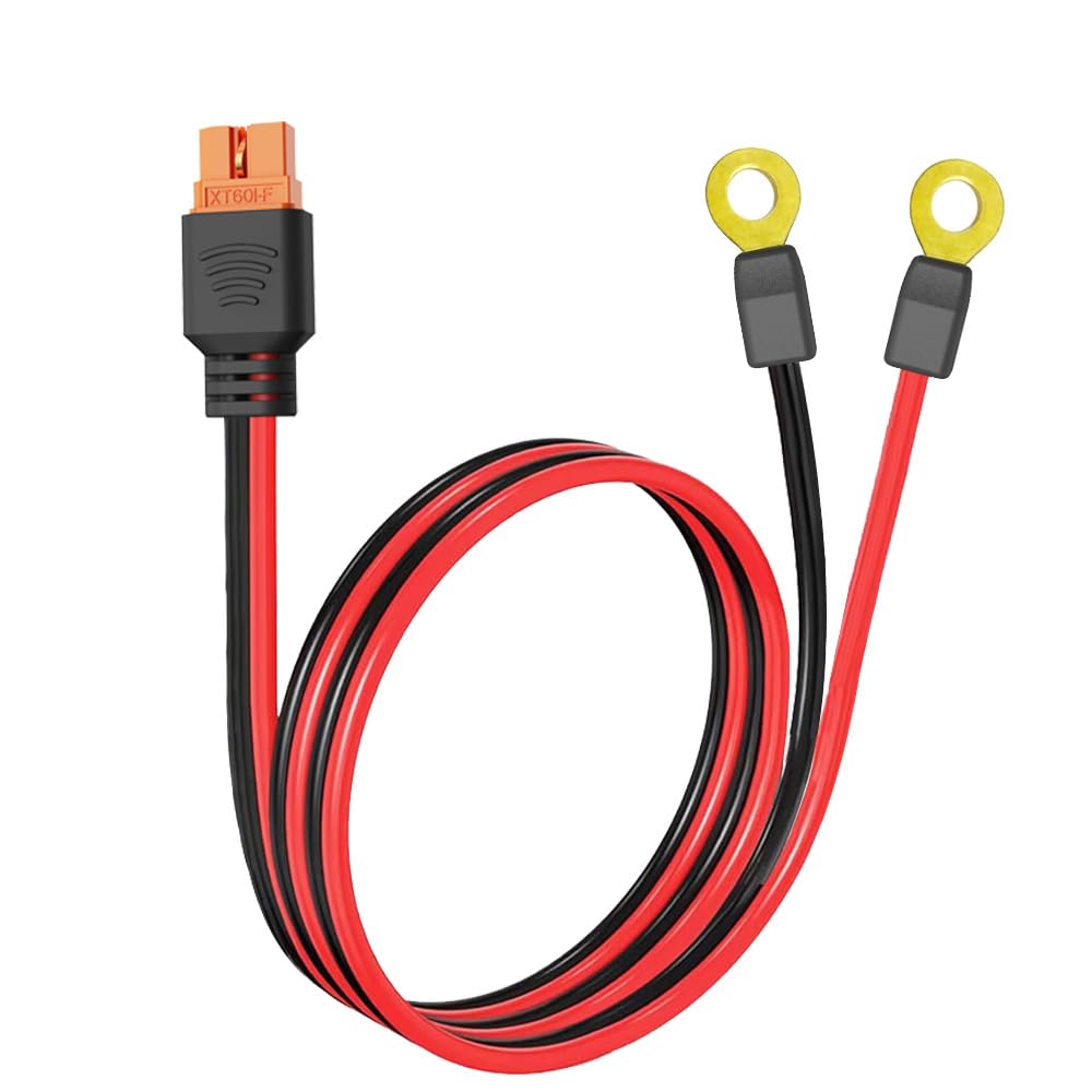 GRZWAYS XT60i to O Ring Terminal Cable, 5ft, easy outdoor charging with high current capacity.