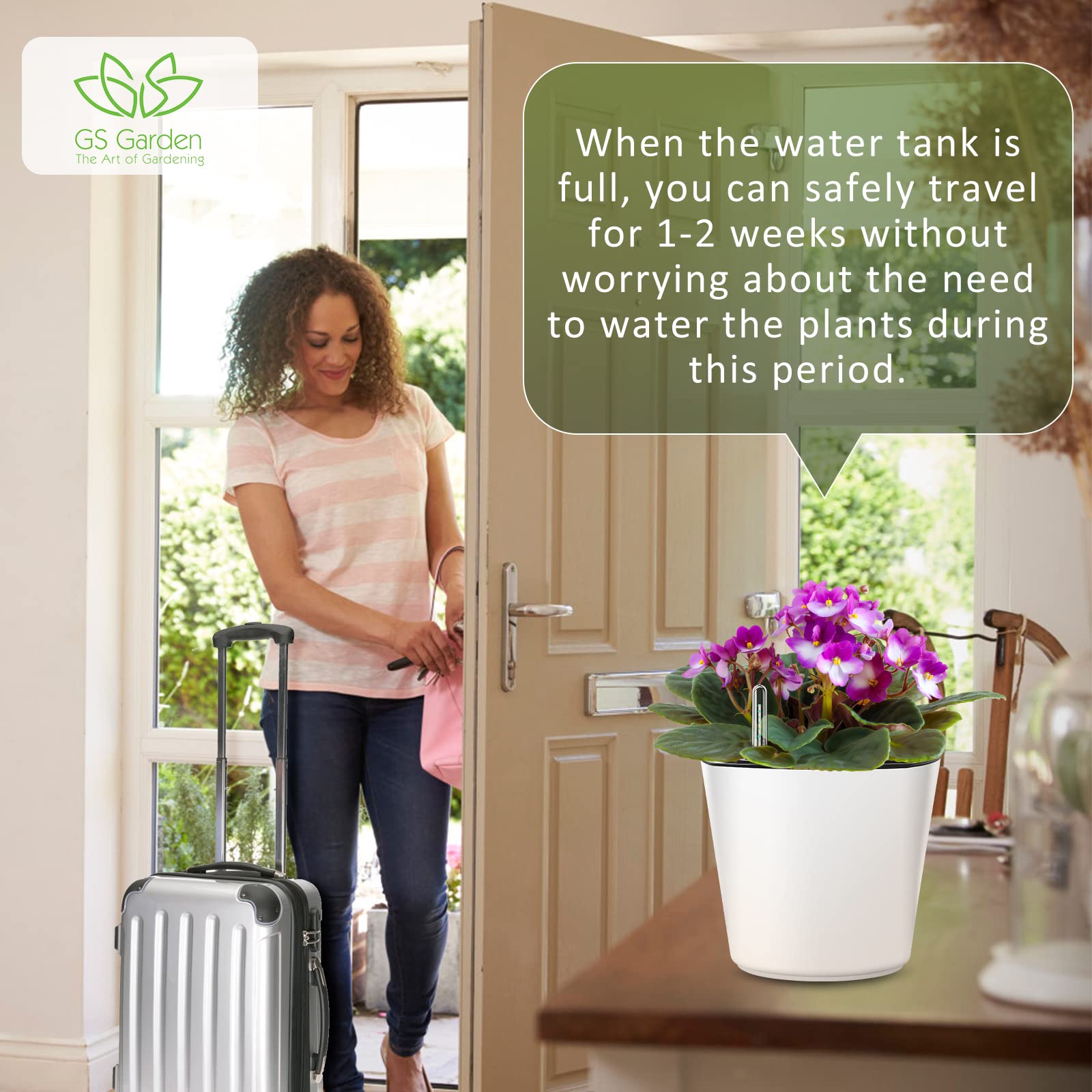 GS Garden water-level indicator shows when to refill for consistent moisture.