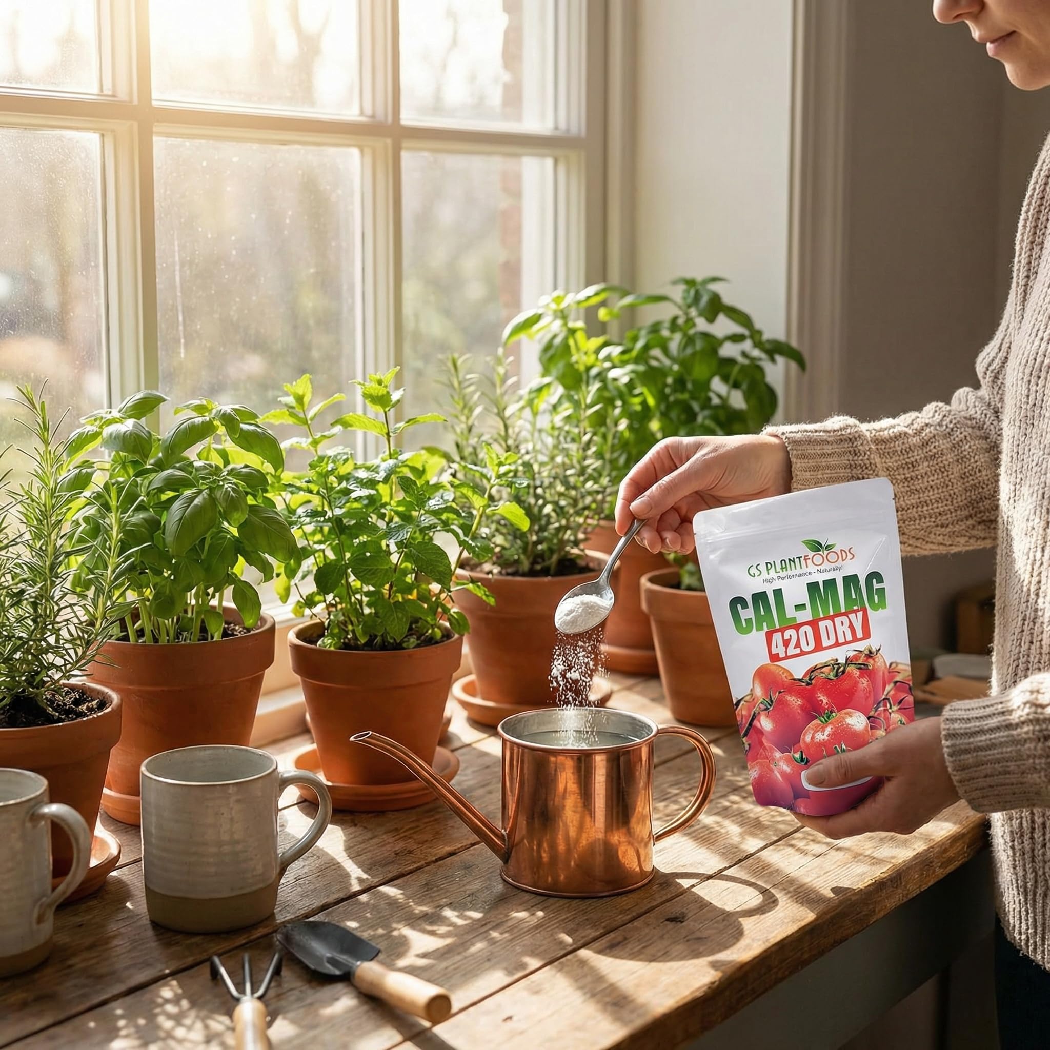 Scoop with GS Plant Foods Cal-Mag 420 for precise dosing