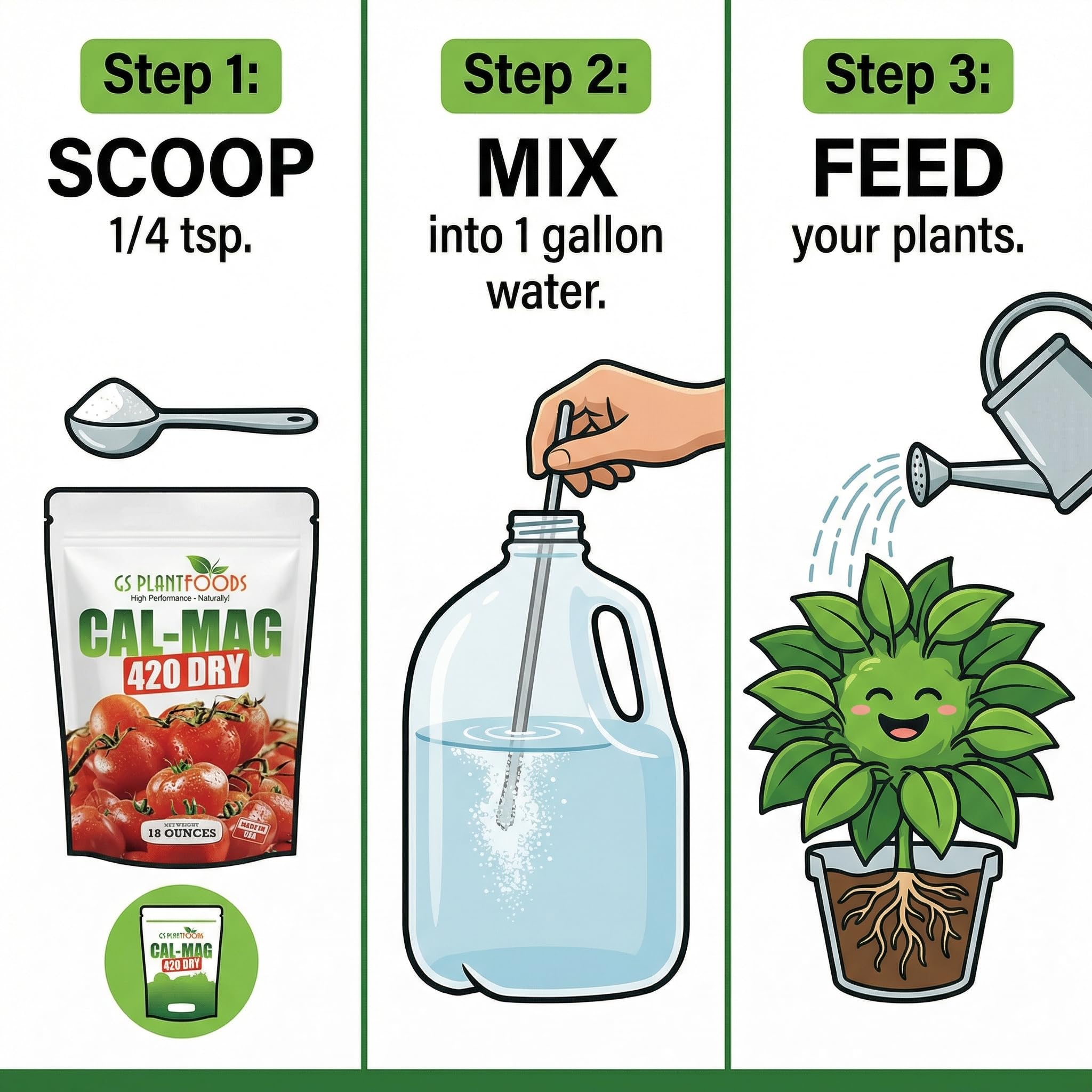 GS Plant Foods Cal-Mag 420 used in soil and coco blends for balanced nutrition