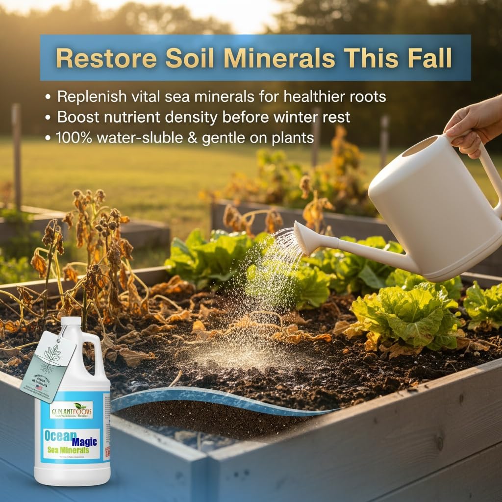 GS Plant Foods Ocean Magic label closeup showing mineral-rich formula for soil health