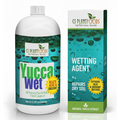 GS Plant Foods Yucca Wet bottle closeup shows natural wetting agent increasing uptake