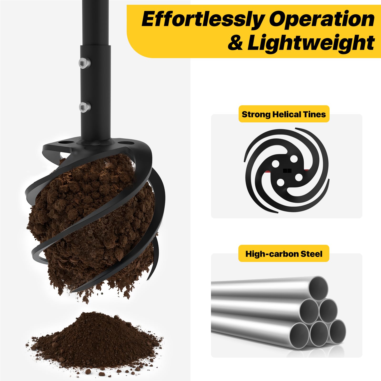 GSBLUNIE easy-assembly garden tiller makes setup fast and hassle-free.